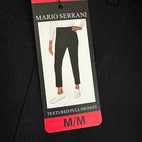 New Mario Serrani Women's Textured Pull On Pant Size M Black Tummy Control - Picture 12 of 14